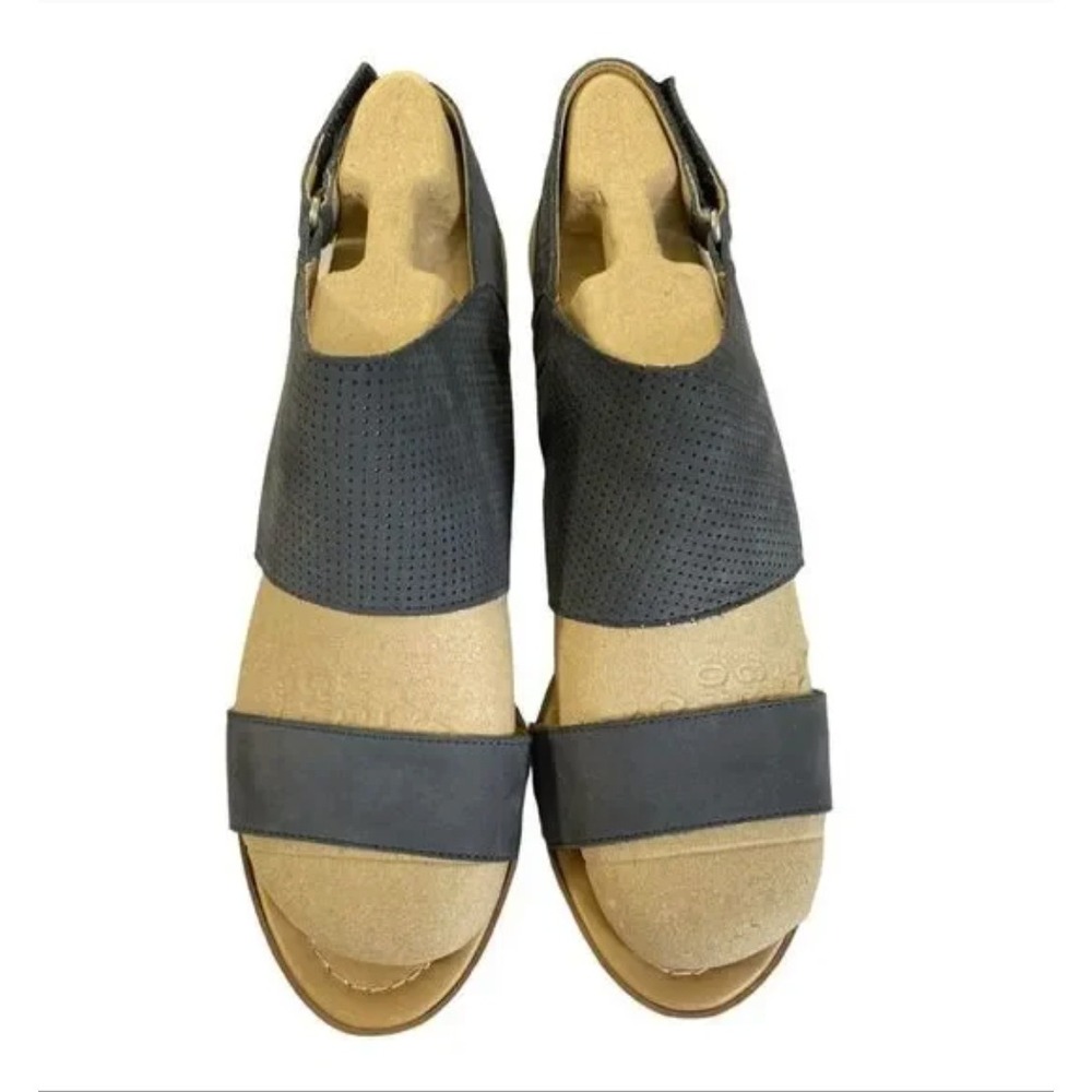 Sophia Milano Gray Perforated Slingback Block‎ Heel Sandals Made in Italy - 9